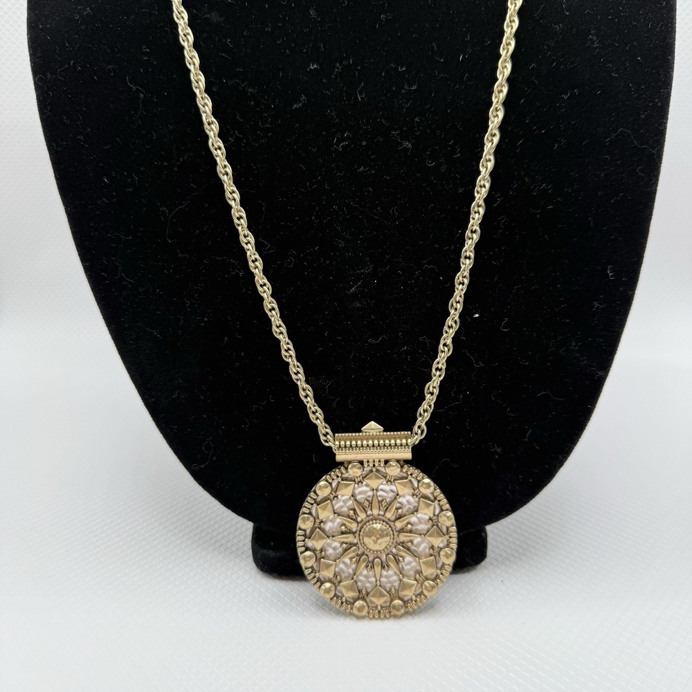 Heidi Klum Gold and Silver Tone Sun Mandala Pendant on Chain Necklace - Picture 3 of 6